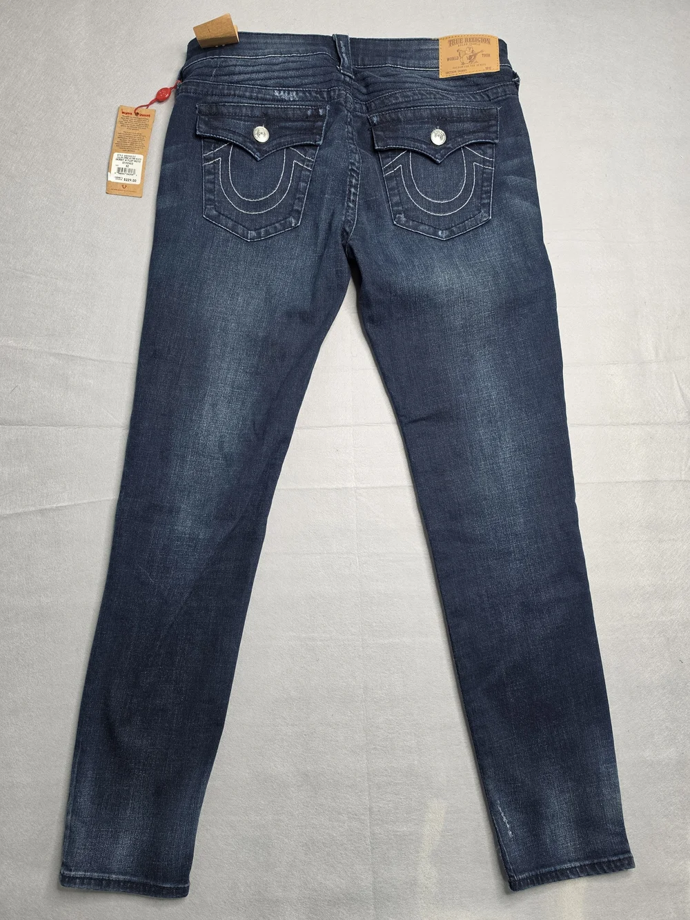 True Religion Men's Dark Indigo Moto Skinny Jeans Size 32‎ NWT